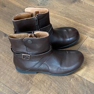 Birkenstock Collins Leather Ankle Boots Dark Brown Size 39